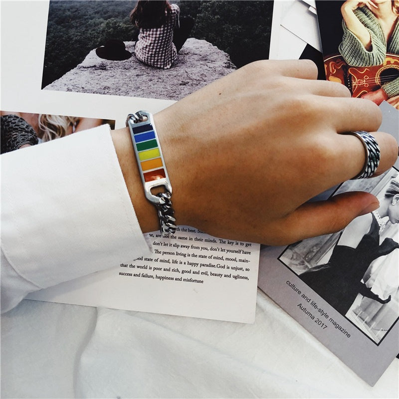 Brazalete de acero inoxidable de acero de titanio arcoiris al por mayor